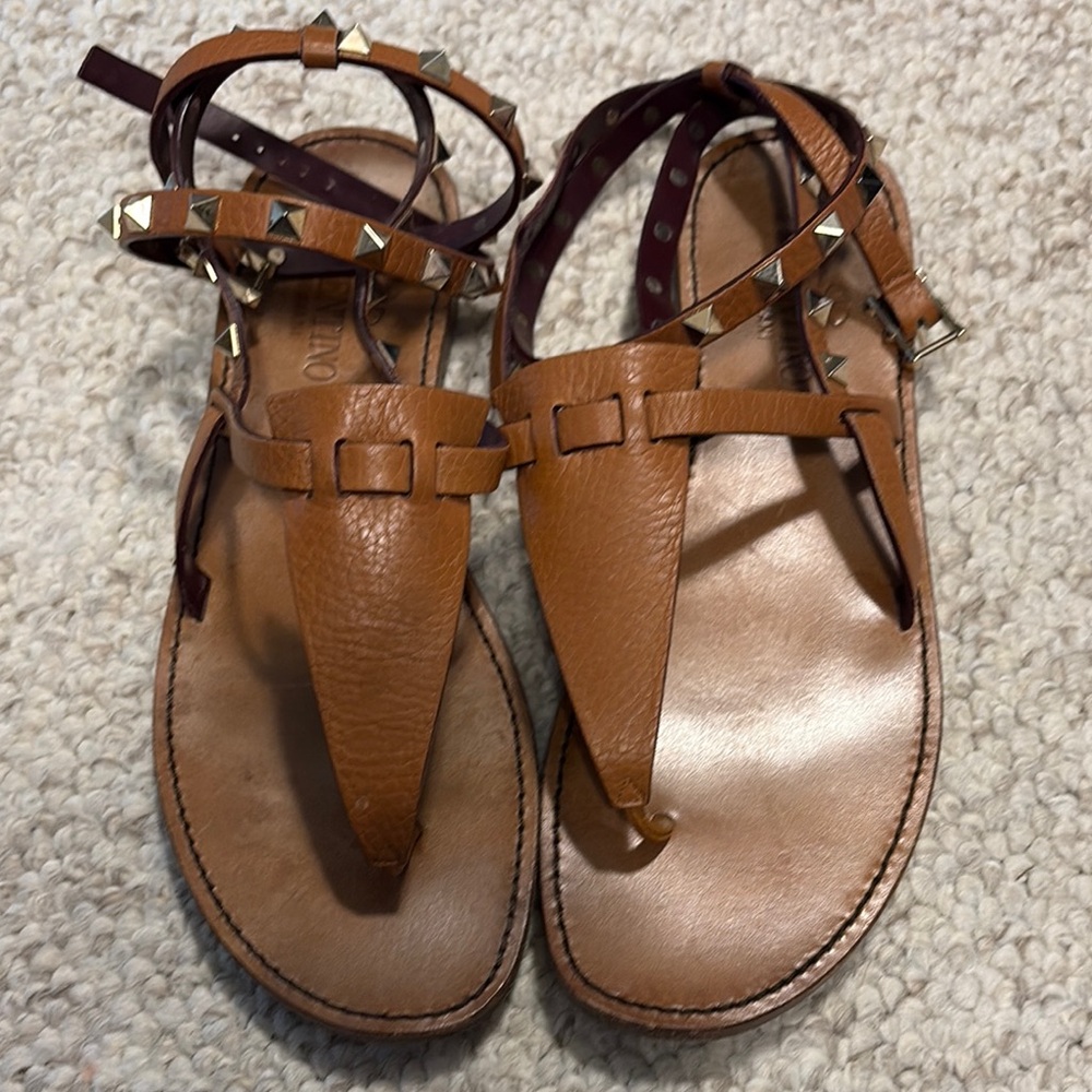 Valentino Brown Leather Gladiator Sandals